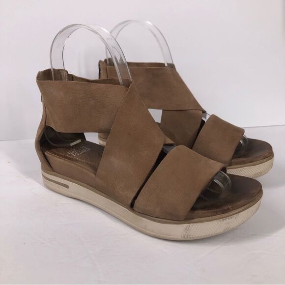 Eileen Fisher Sport Tumbled Leather Sneaker Sandals Honey Tan Brown Suede 5 - Picture 1 of 8